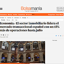 Economa.- El sector inmobiliario lidera el mercado transaccional espaol con un 15% ms de operaciones hasta julio